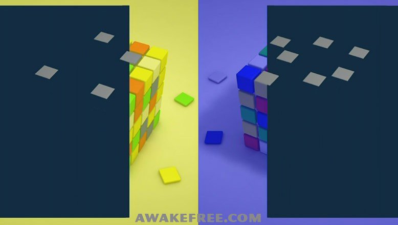 Optical Illusions Color Cubes Blue Yellow Grey