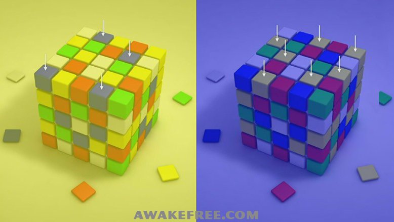 Optical Illusions Color Cubes Blue Yellow