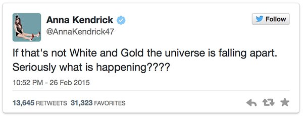 #TheDress Celebrity Tweets Anna Kendrick