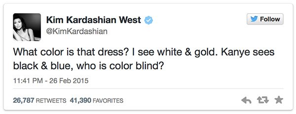 #TheDress Celebrity Tweets Kim Kardashian